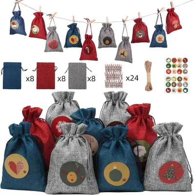 Produktbild von Adventskalender zum befüllen Weihnachtskalender Xmas Basteln 24 Geschenktüten