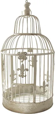 Produktbild von Deko Vogelkäfig Lilie Nostalgie Voliere Landhausstil Antik-Weiß : 50 cm Größe: 50 cm