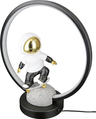 Image de Gilde Tischleuchte (LED), Astronaut, "Apollo", Kunstharz, grau, schwarz, VE 1, L. 14.5 cm, B. 30.5 cm, H. 33 cm 52717 4063387527177