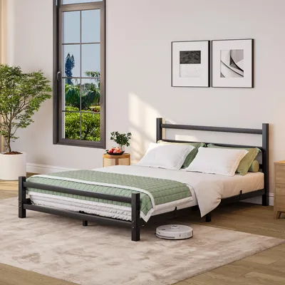 Metallbett 120x200 cm, schwarz, 16 cm Bodenfreiheit, Lattenrost