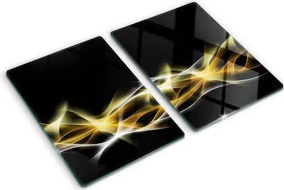 Produktbild von Tulup Glas Herdabdeckplatte - 2x40x52 cm - Glaskeramikkochfeld-Abdeckung Spritzschutz Glasabdeckplatte Kochplattenabdeckung und Schneidebrett - Zweiteilig - Kunst: modern & klassisch - Abstraktion Licht - Gelb