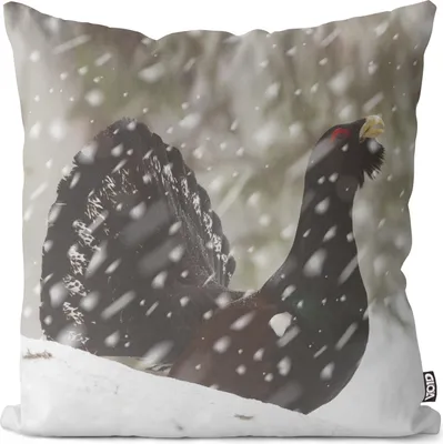 Produktbild von VOID Auerhuhn Huhn Tier Winter Schnee Kissenbezug Kissenhülle Polyester wasserfest Outdoor Indoor