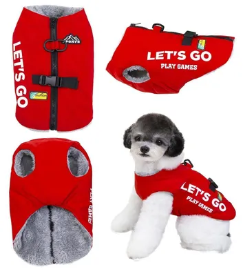Produktbild von Hundemantel Kaltwetter Sportjacke Fleece Futter Winter Dicke Kleidung Rot XXL