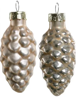 Produktbild von TrendLine Weihnachtskugeln Glas-Tannenzapfen 6 cm champagner 12 Stück