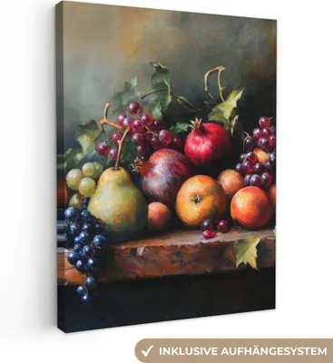 Produktbild von Wanddeko 60x80 cm - Stilleben - Früchtetisch, Leinwand Bilder Wohnzimmer