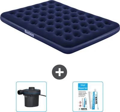 Imagen del producto de Colchón hinchable Bestway – Para 2 personas – 152 x 203 x 22 cm – Azul – Incluye accesorios