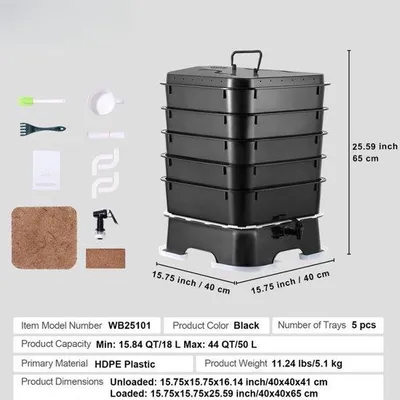 Produktbild von Famanu Schnellkomposter 18-50L - 400x400x650mm, thermischer Komposter aus HDPE Kunststoff