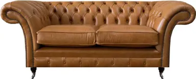 Produktbild von Braun Chesterfield Zweisitzer Sofa Couch Wohnzimmer Möbel