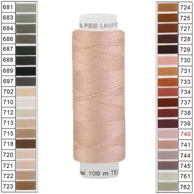 10 x 100m / 10 Spulen Unipoly 120 TEX14x2 Polyester Nähgarn Artikel 5v6 beigerose