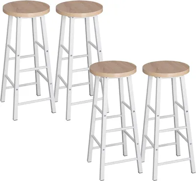 Productafbeelding van Set van 4 industriële barkrukken | Licht eikenhout | 30x30x71 cm