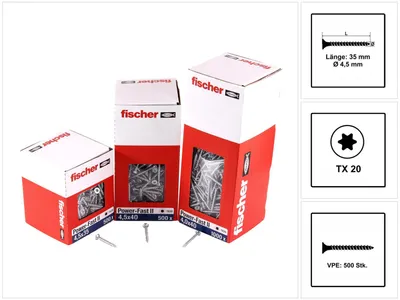 Produktbild von Fischer 670259, Schraube, Verzinkter Stahl, Holz, Zink, Vollgewinde, Senkkopf
