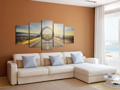 Produktbild von Akustikbild Landschaft 200x100 cm Bilder Akustikschaum Hochleistungsschallabsorber Schallschutz Leinwand 5 tlg Wandbild Raumakustik Schalldämmung 020101-116