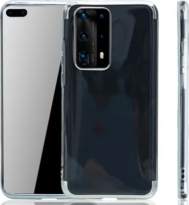 Produktbild von Handyhülle für Huawei P40 Pro Silber - Clear - TPU Silikon Case Backcover Schutzhülle in Transparent   Silber