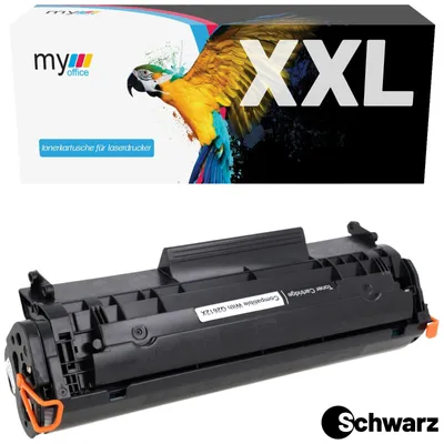 A toner cartridge and its packaging are shown against a white background.