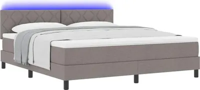 Zdjęcie produktu dla Łóżko sprężynowe z materacem Taupe 180 x 200 cm tkanina