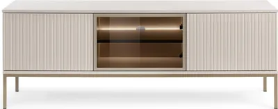 Image de Élément TV moderne avec façade cannelée, 154×56×39 cm, cachemire / or