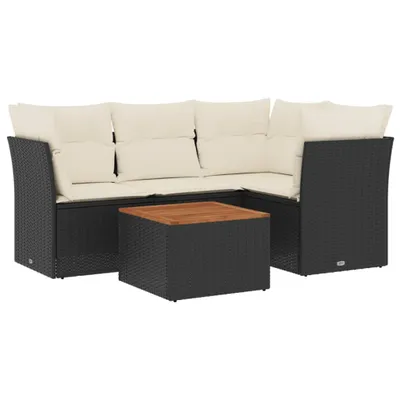 Produktbild von vidaXL 5-tlg. Garten-Sofagarnitur mit Kissen Schwarz Poly Rattan