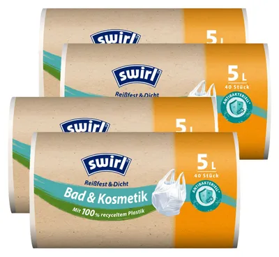 Produktbild von 4x Swirl Tragegriff Müllbeutel 5L ( 40 stk./Rolle )