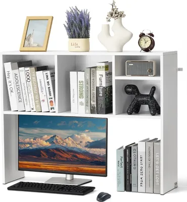 Produktbild von Schreibtischregal Tischorganizer Tischregal 1-stufig Spanplatte Weiß