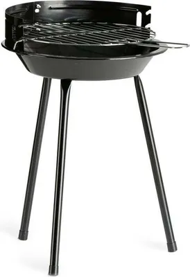Produktbild von LANDMANN Holzkohle-Rundgrill Mobiler Holzkohlegrill für 2 bis 3 Personen ca. Ø 27 cm Praktischer Windschutz Sicherer Stand 3 stabile Beine Schwarz
