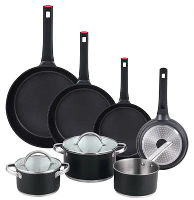 Kochtopf- und Pfannenset, 5-teilig, Ø 16–30 cm, Aluminium