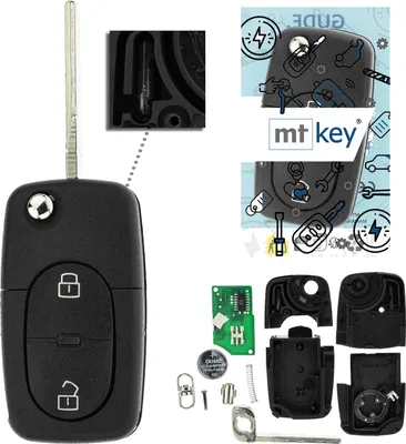 Produktbild von MT-KEY 2 Tasten Funkschlüssel ID48 434MHZ kompatibel mit Skoda Octavia I Fabia VW Beetle Polo 6N Passat B5 Golf 4 1J 433MHZ Autoschlüssel 1J0959753A