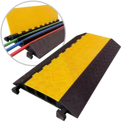 Produktbild von Floordirekt Kabelbrücke 3 Kanal Orion, Kabelschutzbrücke bis 20t, Kabelrampe Überfahrrampe, Kabelkanal Boden, rutschfest & modular - 90x49x8 cm