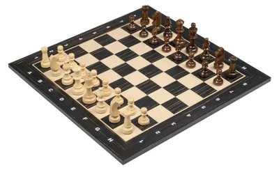Produktbild von Turnier-Schachset schwarz 50mm Feld, Holzkassette, Erle/MDF