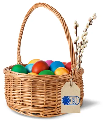 Productafbeelding van Creative Home Paasmandje ovaal rieten mandje met handvat tuin, 30x30x32 cm