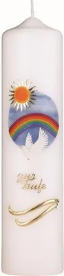 Produktbild von Taufkerze 25 x 6 cm mit Namensverzierung (Vornamen + Taufdatum) und Geschenkkarton, Nr. K 5