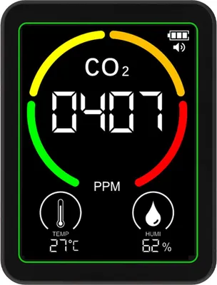 Produktbild von Luftqualitätsmesser 3 in 1 CO2-Temperatur-Feuchtigkeitsdetektor LCD-Display mit Hintergrundbeleuchtung Raumluftqualitätsprüfer für Zuhause, Büro und Schule