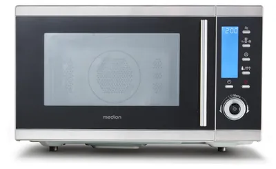 Produktbild von MEDION MD 15501 4 in 1 Mikrowelle mit Grill (25 Liter, 900 Watt, 1100 Watt Grill, 2500 Watt Heißluft, 10 Automatik-Programme) silber