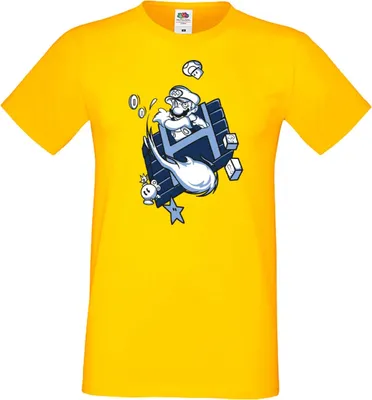 Produktbild von Herren T-Shirt Japan Manga Animation Comics Game Mario Fun Fire ball Var-006 Game Mario Fun Fireball, Man S / Gelb
