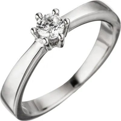 Produktbild von Solitär Ring Damenring weiße Zirkonia 925 Sterlingsilber Silberring Fingerring Innenumfang 54mm  Ø17.2mm