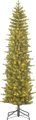 Produktbild von Black Box Trees Harma Schmaler Künstlicher Weihnachtsbaum mit LED-Lichtern - H215 x Ø66 cm - Grün