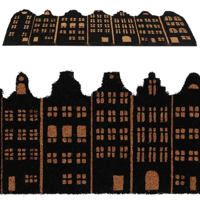 Image de Tapis de porte, paillasson avec fleurs 75x32cm en coco Esschert Design