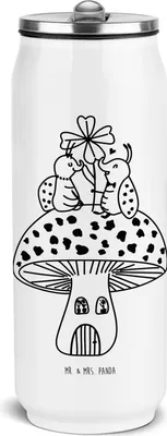 Produktbild von Mr. & Mrs. Panda Trinkflasche Marienkäfer Fliegenpilz - Weiß - Geschenk, Zuhause, Lustige Sprüche, Wasserflasche, Wohnung, Sportflasche, reise, Fleigenpilzhaus, Haus