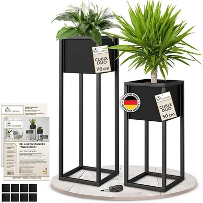 Produktbild von TTL HOME Blumenständer CUBIX DUO 2er Set Metall schwarz 50/70cm rostfrei