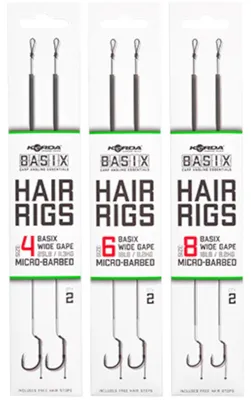 Produktbild von Korda Basix Hair Rigs Wide Gape - 2 Karpfenrigs, Größe/Tragkraft:Gr. 4 / 25lbs / 11.3kg