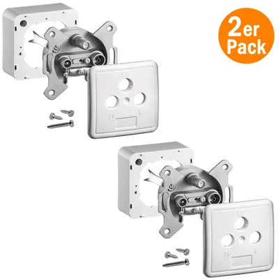 Produktbild von ORSEM Satdose 3-fach Antennendose für Aufputz & Unterputz (Stich- oder Enddose) SAT Dose mit Abdeckung & Rahmen HD 4K TV Radio SAT DVB-S DVB-T2