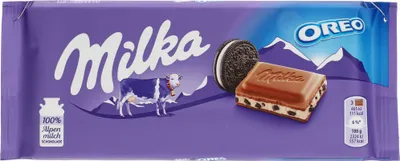 Produktbild von Milka Tafelschokolade Oreo 100g, Milchschokolade, 100 g, 2329 kJ, 558 kcal, 35 g, 19 g