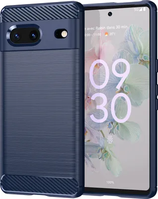 Image de Étui pour Google Pixel 7 silicone TPU souple, fibre de carbone, étui de protection antichoc bleu