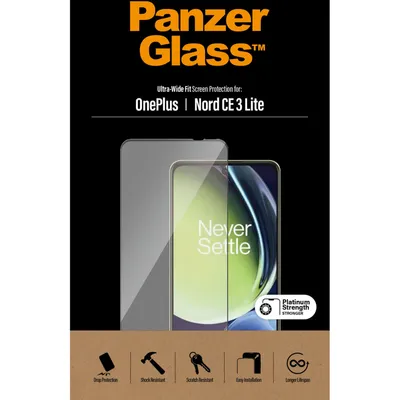 Produktbild von PanzerGlass ® Displayschutz OnePlus Nord CE 3 Lite 5G | Ultra-Wide Fit, OnePlus, OnePlus - Nord CE 3 Lite 5G, Trockene Anwendung, Kratzresistent, Schockresistent, Antibakteriell, Transparent, 1 Stück(e)