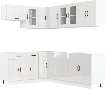 Produktbild von vidaXL 11-tlg. Küchenschrank-Set Kalmar Hochglanz-Weiß Holzwerkstoff