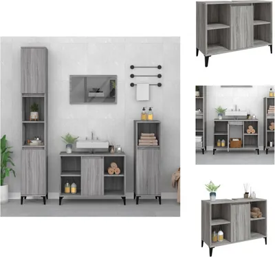 Immagine prodotto di vidaXL Mobiletto grigio Sonoma 80x33x60 cm in legno - Mobiletti da bagno