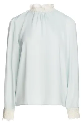 Produktbild von Grüne Damen Bluse aus 100% Polyester mit Rüschenkragen und regulärer Passform, Größe S