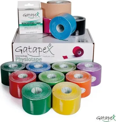Produktbild von 12 Rollen Gatapex Kinesiology-Tape 5cm x 5,5m gelb Tape Tapeband