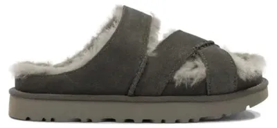 Produktbild von UGG Damen Sandalen aus Veloursleder Grau Größe 8 (US) mit Kreuzriemen und Lammfellfutter