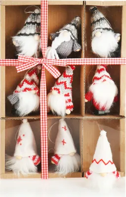 Produktbild von COM-FOUR® 9x Premium Weihnachtsmann-Anhänger für den Weihnachtsbaum, schwedisch-skandinavische Deko-Trolle, Christbaum-Figuren Anhänger als Baumbehang, Weihnachtsschmuck