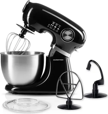Produktbild von GOURMETmaxx Küchenmaschine Knetmaschine Rührmaschine Mixer Edelstahl Teigmaschine Rührgerät Standmixer Teig Rührschüssel Stand Schwarz Kompakt